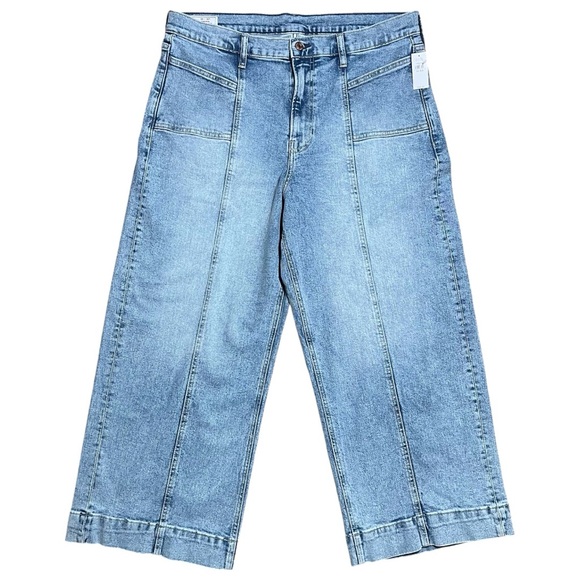 Gap Wm’s High Rise Stride Wide Leg Ankle Jeans NWT Light Wash Sz 33R/16R - Picture 1 of 15